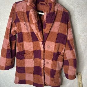 Art Class Girl’s Checkered Buttoned Pea Coat Size Large (10/12)
